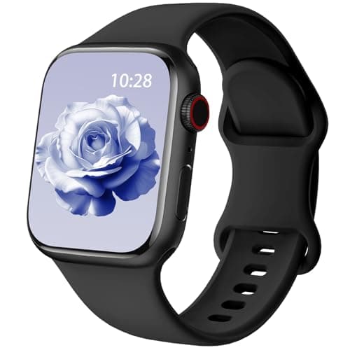 Image of Patented Upgraded Silicone Strap Compatible with Apple Watch Straps 38mm 40mm 41mm 42mm 44mm 45mm 46mm 49mm Women Men,Soft Sport Bands for iWatch Series 11 10 9 8 7 6 5 4 3 2 1 SE Ultra,Black