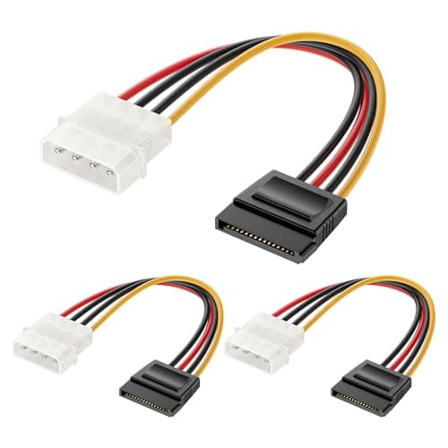 Image of Cable Matters 3-Pack 4 Pin Molex to SATA Power Cable (SATA to Molex) - 15cm