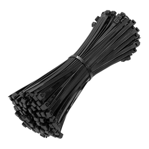 Image of Beshine Black Cable Ties, 200mm x 4.8mm, Pack of 200, 8" Tie Wraps - Self Locking Small Nylon Zip Ties for Home Office Garage and Workshop