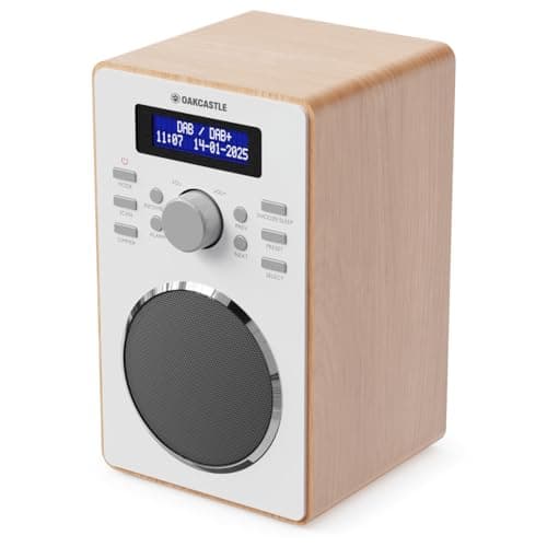 Image of DAB+ & FM Bluetooth Radio | Mains Powered DAB Radio | Backlit LCD Display with Dimmer | Dual Alarm Clock & Sleep Timer | 40 Presets per Mode | USB-C Power & Headphone Jack | OAKCASTLE DAB10