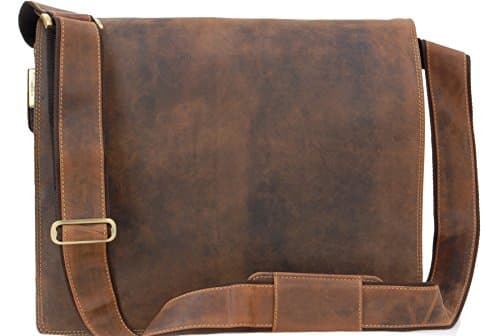Image of VISCONTI - Men's Leather Messenger Shoulder Bag - Extra Large Work Bag - For 15 to 16 Inch Laptop and A4 Notebooks - 16054 Harvard XL - Oil Tan