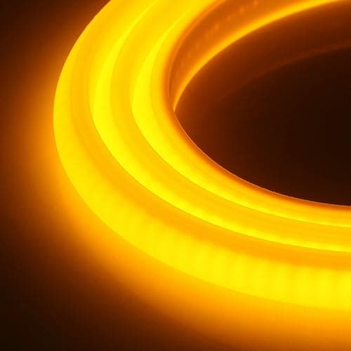 Image of GQL 6m Ultra-Soft Modified Silicone COB Neon Strip Light Yellow, 288 LEDs/m, Cut to 50cm, IP65 Waterproof Flexible LED Strip with Switch 220V UK Plug Power Supply