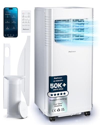 Image of Pro Breeze 4-in-1 Smart Portable Air Conditioner 5000 BTU with Wifi, Remote Control, 24 Hour Timer & Dual Window Venting Kit Included - Powerful Air Conditioning Unit for Home