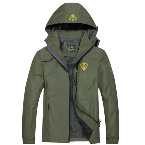 Image of Ginsiom Mens Waterproof Jacket, Outdoor Rain Coat Lightweight Windbreaker for Hiking Running Golf Mountain（Armygreen,L