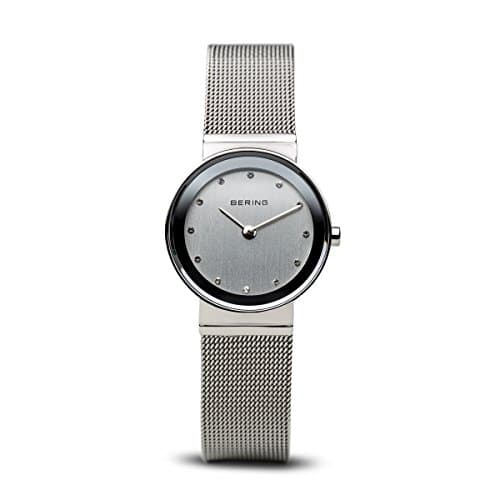 Image of BERING Women Analog Quartz Classic Collection Watch with stainless steel Strap and Sapphire Crystal 10126-000, Silver, 26