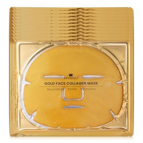 Image of Revitale 24K Gold Face Mask (10 Pack) - Hydrating & Nourishing Sheet with Collagen and Natural Extracts for Radiant, Moisturised Skin