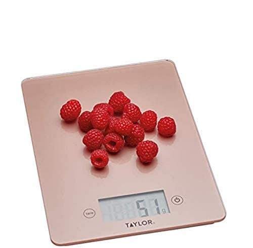 Image of Taylor Pro Glass Digital Kitchen Scale, Compact Food Scale, Highly Accurate Digital Food Scale, Weights 5kg, Rose Gold, Gift Boxed