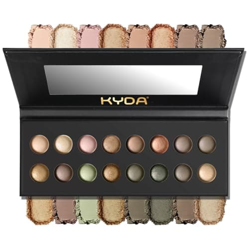 Image of KYDA 16 Colors Baked Eyeshadow Earth Palette, Neutral Earthy Tones Baked Powder Palette with Matte Shimmer Finish, Rich Buildable Pigments, Soft Blendable Creamy Texture, Crease-proof
