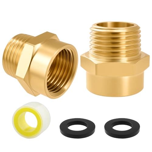 Image of SDTC Tech 1/2 G (BSP) Female to 1/2 NPT Male Adapter, BSP to NPT Threaded Converter Connector, Industrial Metal Brass G Thread to Pipe Fittings Adapter (2 Pack)