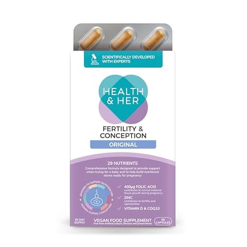 Image of Health & Her Fertility & Conception Original - prenatal Vitamins for Women- Contains Folic Acid, Vitamin D, B12, Zinc and Magnesium - 1 Month Supply - 60 Capsules - Vegan & Gluten Free