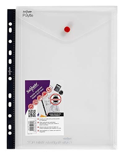 Image of Snopake A4 High Capacity Polyfile RingBinder Popper Wallet, Portrait – Clear [Pack of 5] Ref: 15749