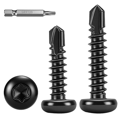 Image of FandWay 100 Pcs Torx Self Tapping Screws for Metal,M4.2x13mm Round Head Self Drilling Screws,Torx Pan Head Tek Screw 410 Stainless Steel Black Coating Sheet Metal Screw With T20 Bits For Alu Steel.