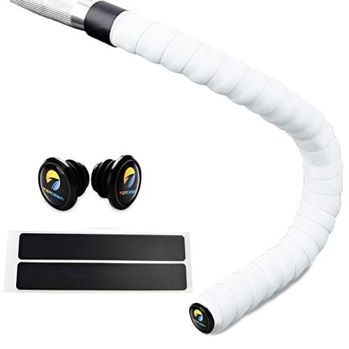 Image of TOPCABIN® Bicycle Handlebar Tape Non-Slip Comfort GEL Road Bike Handlebar Tape Bike Bar Tape with Reflective Bar Plugs (# White)