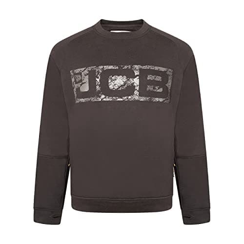 Image of JCB - Trade Crew Sweatshirt, Small - Made with 80% Cotton & 20% Polyester - Men's Jumpers Branding Details - Cordura Fabric Elbow Patches - Mens Clothes - 320gsm - Black