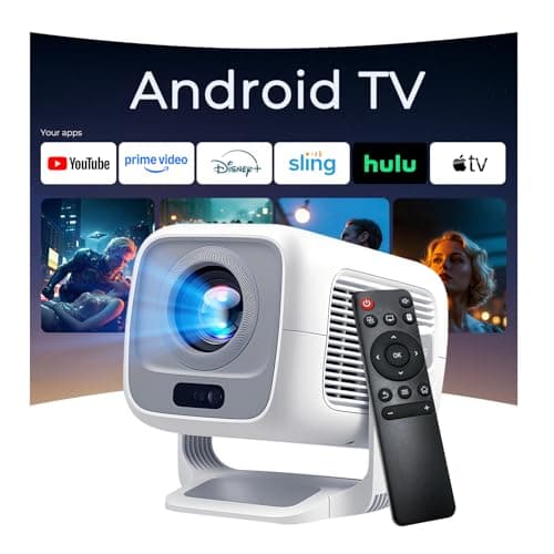 Image of [Native 1080P/AI Auto Focus] Smart Projector for Bedroom, 600 ANSI 4K Support, WiFi 6 and Bluetooth 5.4, Android 11 OS Built-in Apps, Auto Keystone 270° Rotatable for Home Theater Outdoor Movie