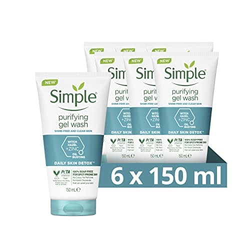 Image of Simple Daily Skin Detox Purifying with thyme, zinc & witch hazel Face Wash cleanser for oily, blemish-prone skin 150 ml