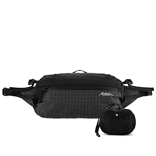 Image of Matador Freerain Foldable Waist Bag - Waterproof Bum Bag Men & Women; 2-4L Expandable Belt Bag; Roll Top Travel Bag Belt and Sling Bag, Black, M, Waist Bag
