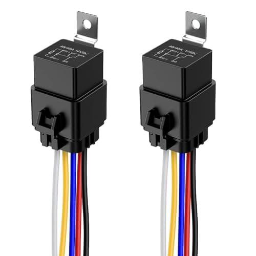 Image of Gebildet 2pcs 40/30 Amp Waterproof Relay Switch 12AWG Harness Set with Built-in Diode- 12V DC 5-Pin SPDT Automotive Relays Hot Wires