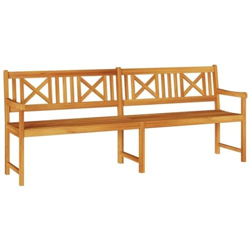 Image of RCODSSK Solid Acacia Wood Outdoor Bench 220x56x90cm, Rectangular Garden Bench with Ergonomic Armrests, Modern Brown Patio Seating for Terrace and Balcony