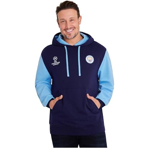 Image of MANCHESTER CITY F.C. Mens Hoodies Warm Hooded Sweatshirt Official Man City Gifts (Navy/Blue, S)