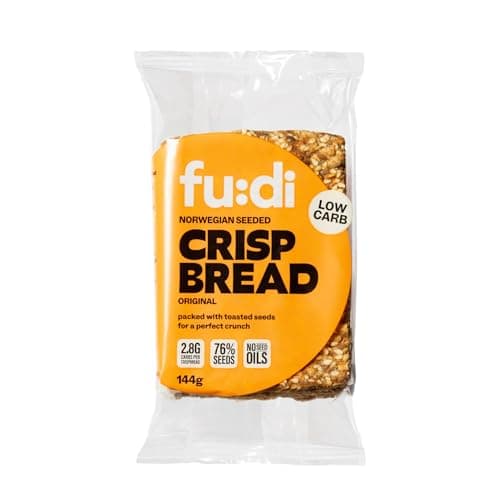 Image of fu:di Norwegian Seeded Crispbread – Keto Crackers Made With 76% Seeds – Low Carb, High Fibre, Source of Protein, No Added Sugar, No Seed Oils – Pumpkin, Sunflower & Sesame Seed Biscuits (144g)