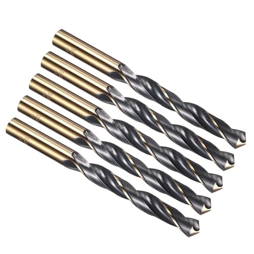 Image of PATIKIL 13mm Drill Bit, Jobber Straight Shank 4341 High-Speed Steel 118° Black and Gold Finish for Medium-hard Metal Steel Acrylic - 5 Pack