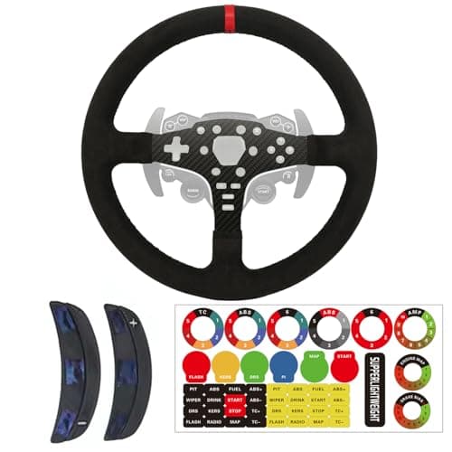 Image of Obokidlyamor Replace 13 inch lightweight Suede/Leather Steering Wheel Replace Panel For MOZA R5 Bundle Gaming Racing Wheel (With full Suede), ZB207-1