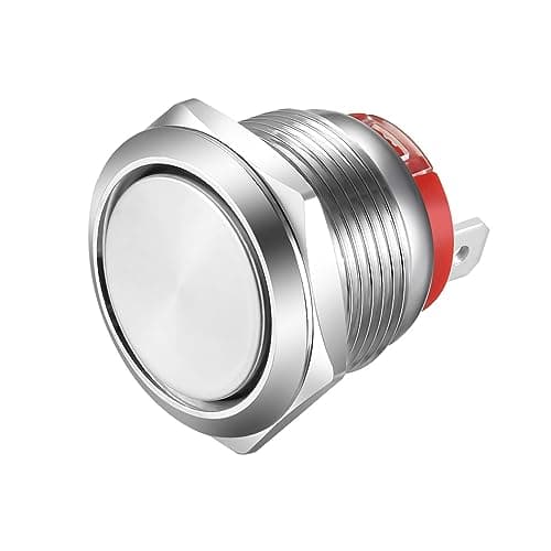Image of Gebildet Short Type Push Button 20A/12-24V, 15A/220V 19mm Momentary Stainless Steel Push Button Switch Waterproof 2 pin SPST Switch