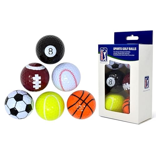 Image of PGA Tour Novelty Golf Balls Set, 6 Designs Coloured Golf Balls, Fun Sport Golf Ball Pack, Unique Gift Idea, Premium Quality