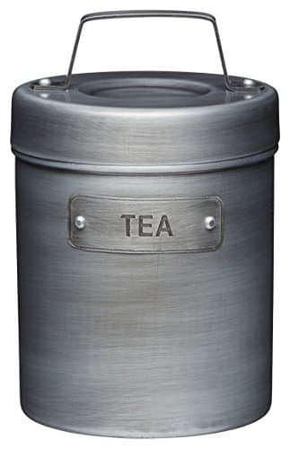 Image of KitchenCraft Industrial Kitchen Vintage-Style Metal Tea Caddy, 1 L (1.75 pts), Grey