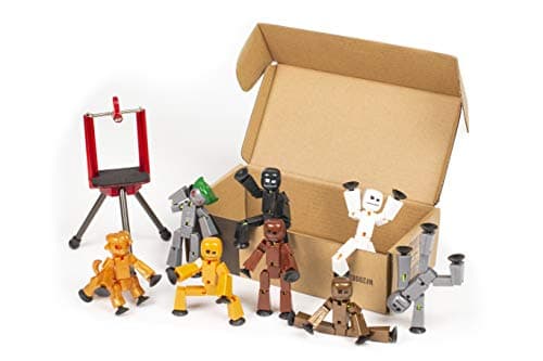 Image of StikBot Zing, Set of 8 Clear Collectable Action Figures and Mobile Phone Tripod, Create Stop Motion Animation, Great for Kids Ages 4 and Up