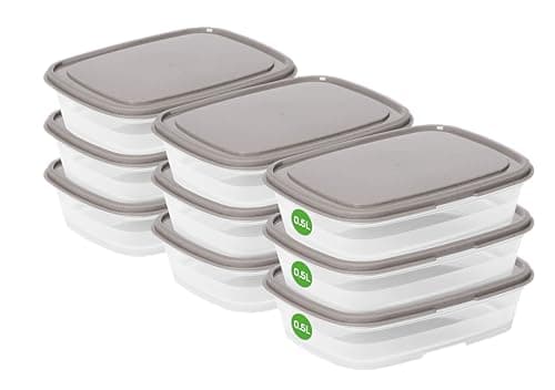 Image of SmartStore Leakproof Food Storage Container 0,5L - Set of 9 | Dishwasher, Fridge, Microwave Safe | Lunch Box Meal Prep | Food Approved, BPA Free | Airtight, Stackable, Nestable | L16,5x W12,5x H4,5 cm