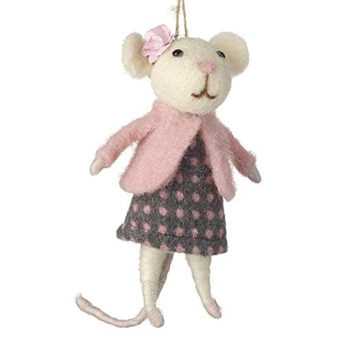 Image of Heaven Sends Hanging Easter Felt Mouse Decoration With Pearl Necklace