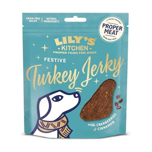 Image of Lily’s Kitchen with Natural Ingredients Adult Dog Treats Packet Festive Turkey Jerky Grain-Free Recipe 8x70g
