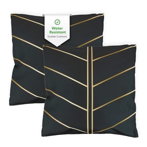 Image of Gardenwize - Pack of 2 Outdoor Scatter Cushions, Garden Furniture Cushions - Covers & Pillows (Gold Palm)