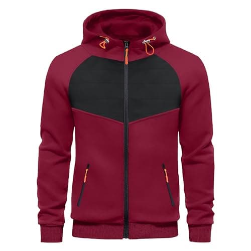Image of CTU Mens Zipped Hoodies Fleece Hooded Sweatshirt Pullover Hoody Jackets Jumper Tops Casual Zip Up Cardigan Red XXL