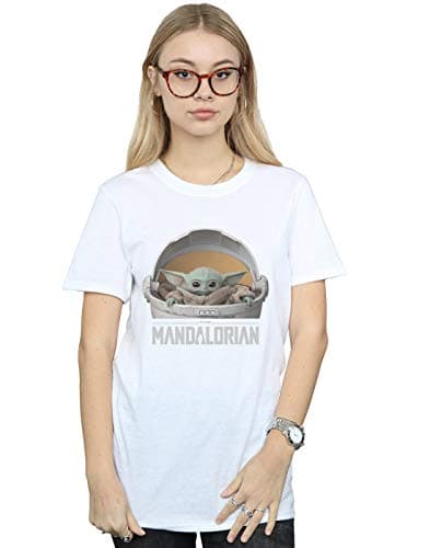 Image of Star Wars Women's The Mandalorian The Child Pod Boyfriend Fit T-Shirt White XX-Large