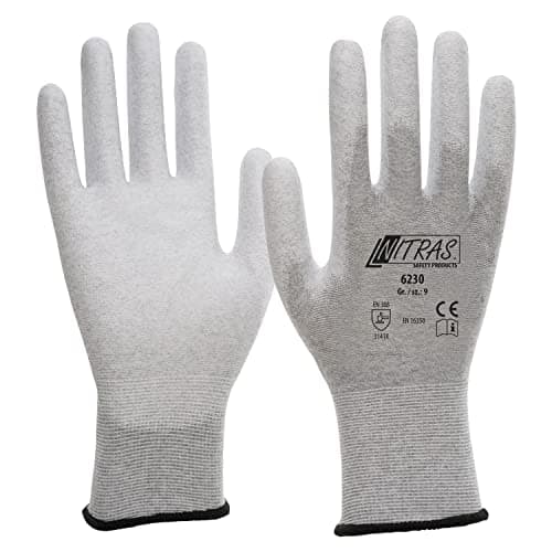 Image of Nitras, Antistatic ESD Safe Gloves and Touchscreen-Compatible, Model 6230, Size 9 / XL (1 Pair - 2 Gloves), White