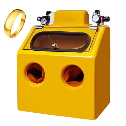 Image of Sand Blaster Cabinet, Portable Bench Top Air Sandblasting Cabinet with Foot Switch and Double Air Pressure Valve, Includes Lighting and 2-Hand Operation