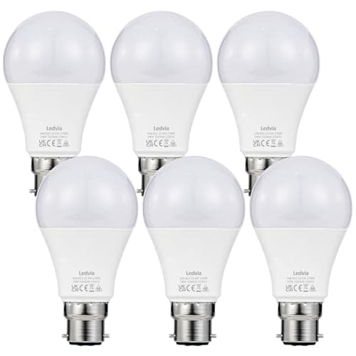 Image of B22 Bayonet LED Light Bulb Equivalent to 100W, 13.5W 1520 Lumen Warm White 2700K, Non-Dimmable, Energy Efficiency Class E, 6 Pack