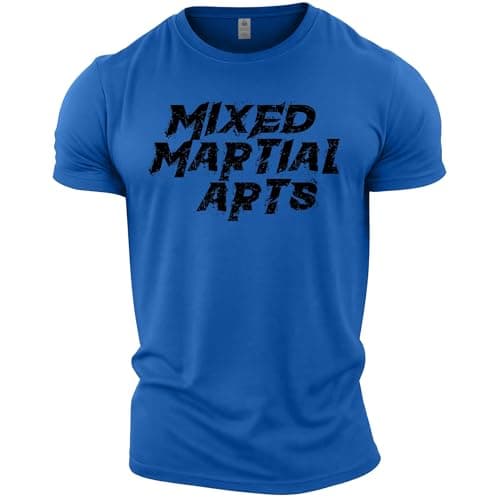 Image of GYMTIER MMA Mixed Martial Arts Japanese Men's Gym T-Shirt Bodybuilding Training Workout Lifting Top Clothing, Royal Blue, L