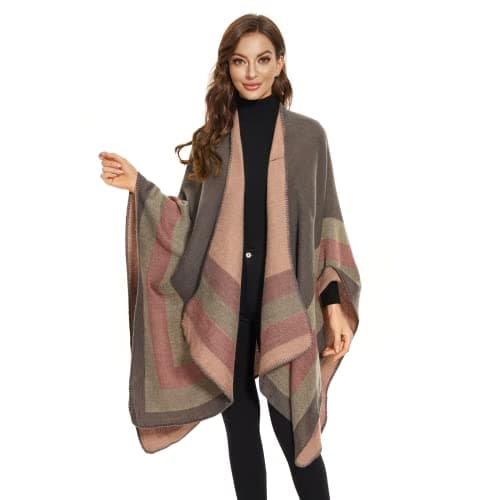 Image of colornival Poncho for Women Shawls Wraps Oversized Winter Scarf Women's Knitted Cape Warm Wearable Blanket Long Cardigans Sweater Coats Christmas Birthday Gifts for Ladies