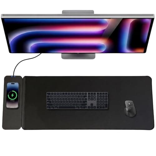 Image of BoltSafe Wireless Charging Desk Mat with Detachable Charger, 80 × 30 cm Mouse Pad with Non-Slip Base,Charging Desk Pad for Keyboard & Mouse, Minimalist Office Desk Mat, Gaming & Work Desk Accessories