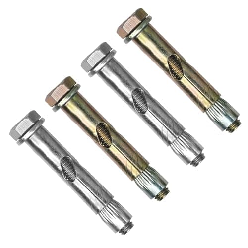 Image of TERF® Sleeve Anchor Hex Bolts 12mm X 100mm (M10 Thread) Zinc or Zinc Yellow Passivated Steel Heavy Duty Expansion Plug Screw for Masonry Brick Concrete -Pack of 4