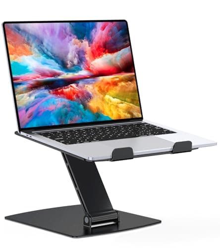 Image of Glangeh Laptop Stand Adjustable Height, Ergonomic Portable Laptop Riser Holder for Desk, Aluminum Foldable Laptop Computer Monitor Stands Compatible with MacBook Air Pro (10-16")-Black