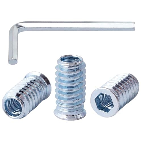 Image of QANCEN 20 Pcs M4x8mm Threaded Insert for Wood,Hex Socket Drive Threaded Inserts,Zinc Plated Carbon Steel Furniture Flanged Hex Threaded Insert Nuts with Allen Key