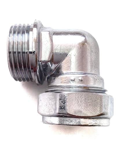 Image of Bag of 2-22mm x 3/4" Male Chrome Elbows (Known as 22mm Elbows/Chrome Compression Elbow/Chrome Pipe Fittings/Chrome Elbow/Brass Chrome Fittings Also Available in 15mm x 1/2 Inch BSP)