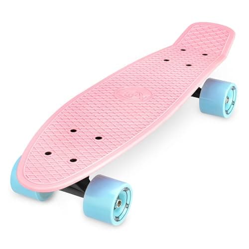 Image of Xootz 22 Inch PP Cruiser Skateboard Pastel Pink - Kids Mini Skateboard with PP Deck, Beginner Friendly
