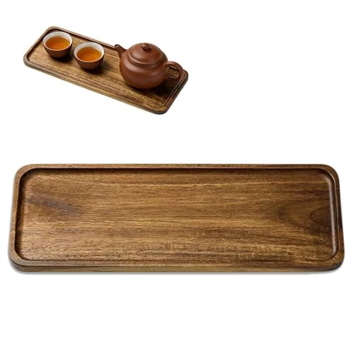 Image of Wooden Tray, Acacia Wood Rectangular Serving Tray, 29.5 x 10.5 x 1.5 cm Multi-Purpose Candle Trays, Decorative Trays for Tea, Coffee, and Kitchen Bathroom, Living Room, or Vanity Display