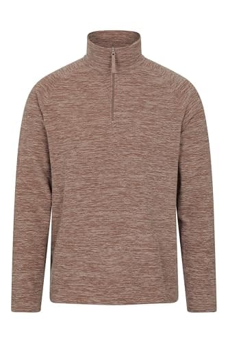 Image of Mountain Warehouse Snowdon Mens Micro Fleece Top - Breathable Antipill, Half Zip Collar Sweater, Quick Drying Smooth Pullover - For Spring Summer & Outdoors Brown L